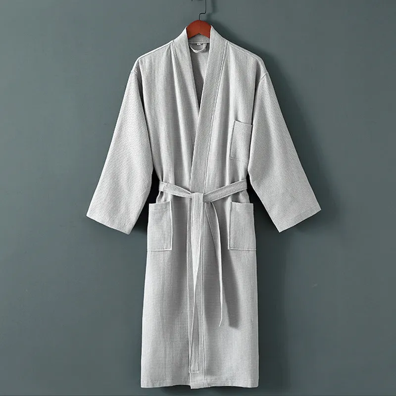Five star hotel style bathrobe in cotton mink hair, winter weight, classic white colour, unisex design for men and women