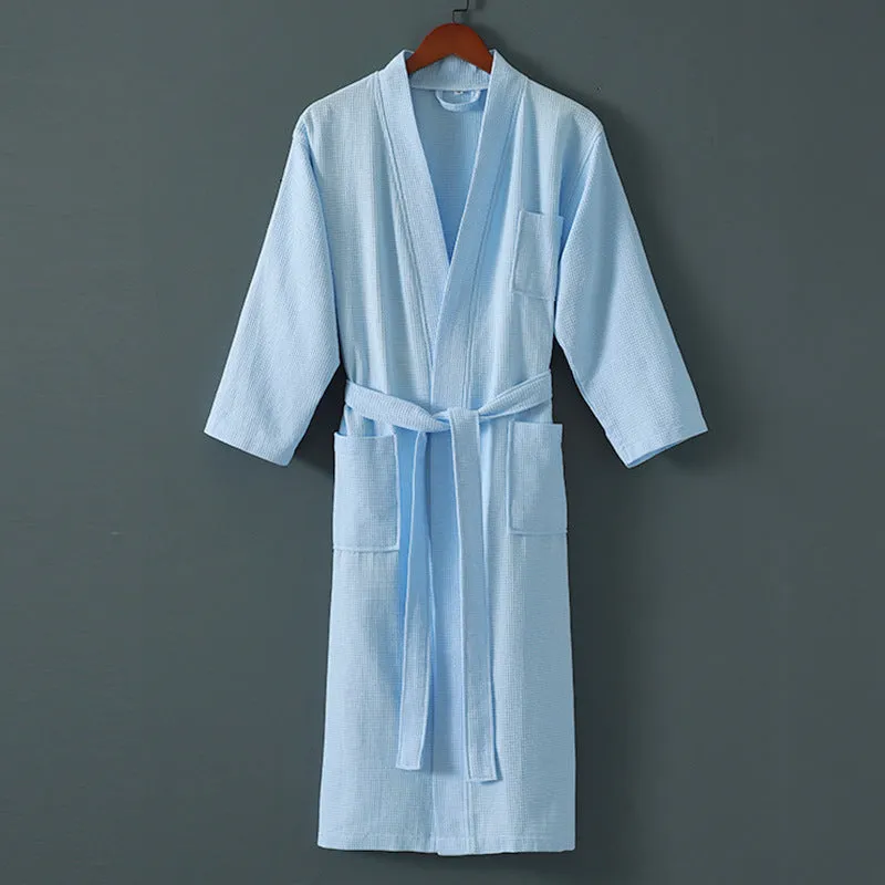 Five star hotel style bathrobe in cotton mink hair, winter weight, classic white colour, unisex design for men and women