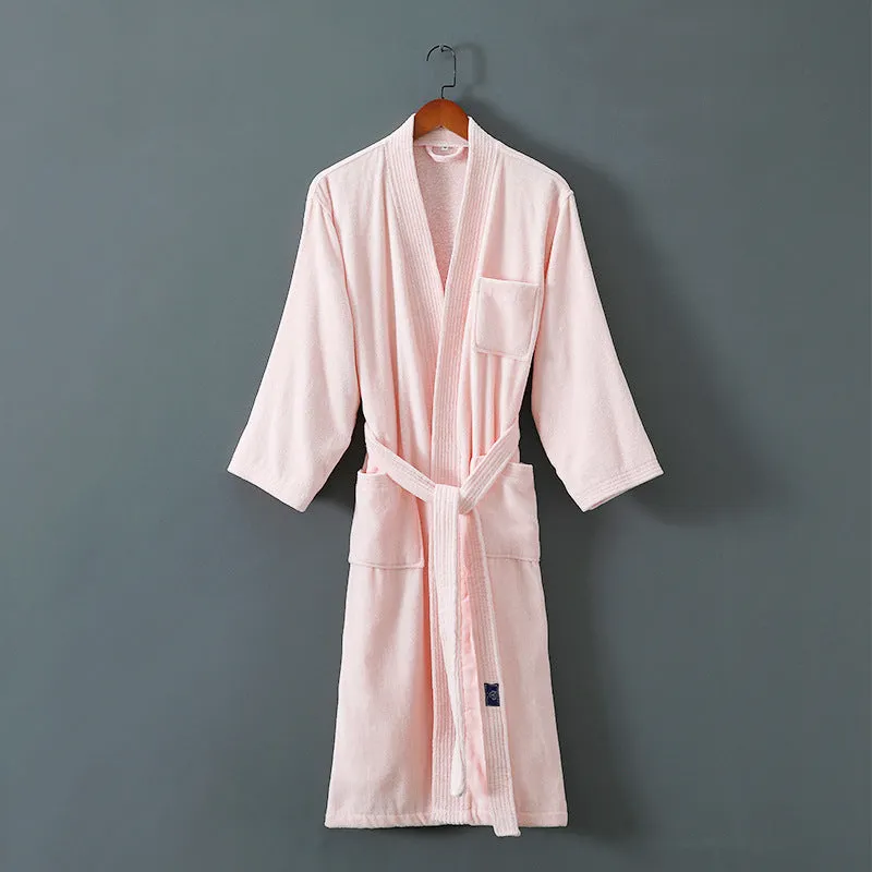 Five star hotel style bathrobe in cotton mink hair, winter weight, classic white colour, unisex design for men and women