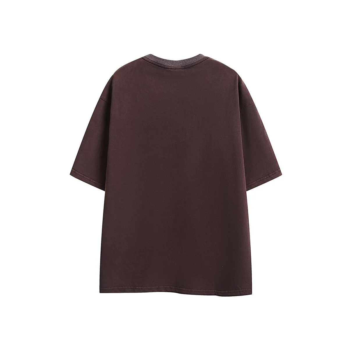 Men's purple embroidered retro design loose fit short-sleeved cotton T-shirt