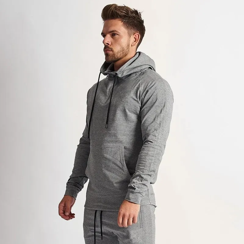 Men's cotton fitness suit in black – long sleeve jacket and trousers set
