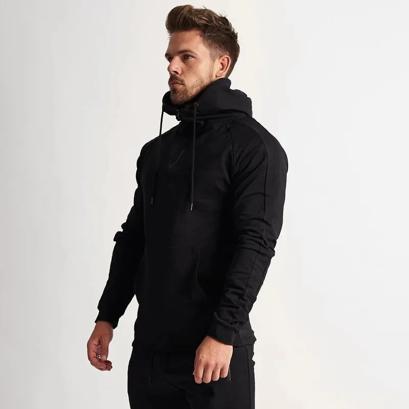 Men's cotton fitness suit in black – long sleeve jacket and trousers set