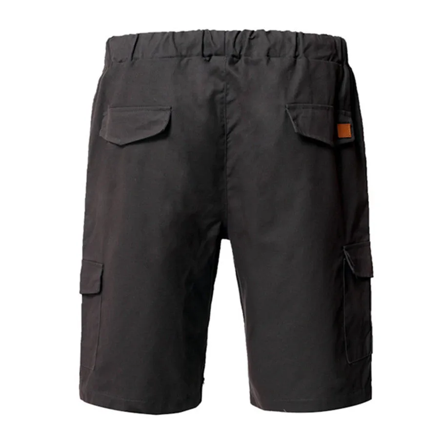 Casual cotton blend multi-pocket men's shorts in Army Green, front view, sizes S-3XL