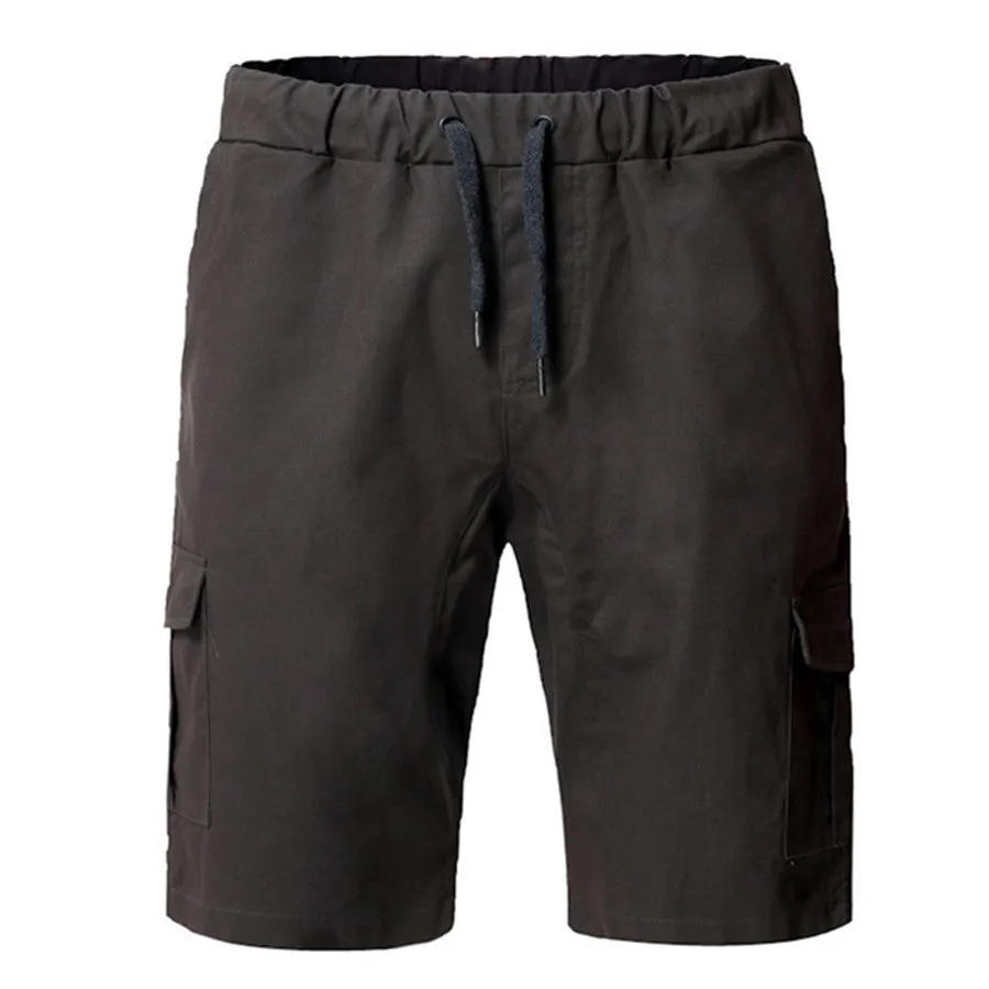 Casual cotton blend multi-pocket men's shorts in Army Green, front view, sizes S-3XL