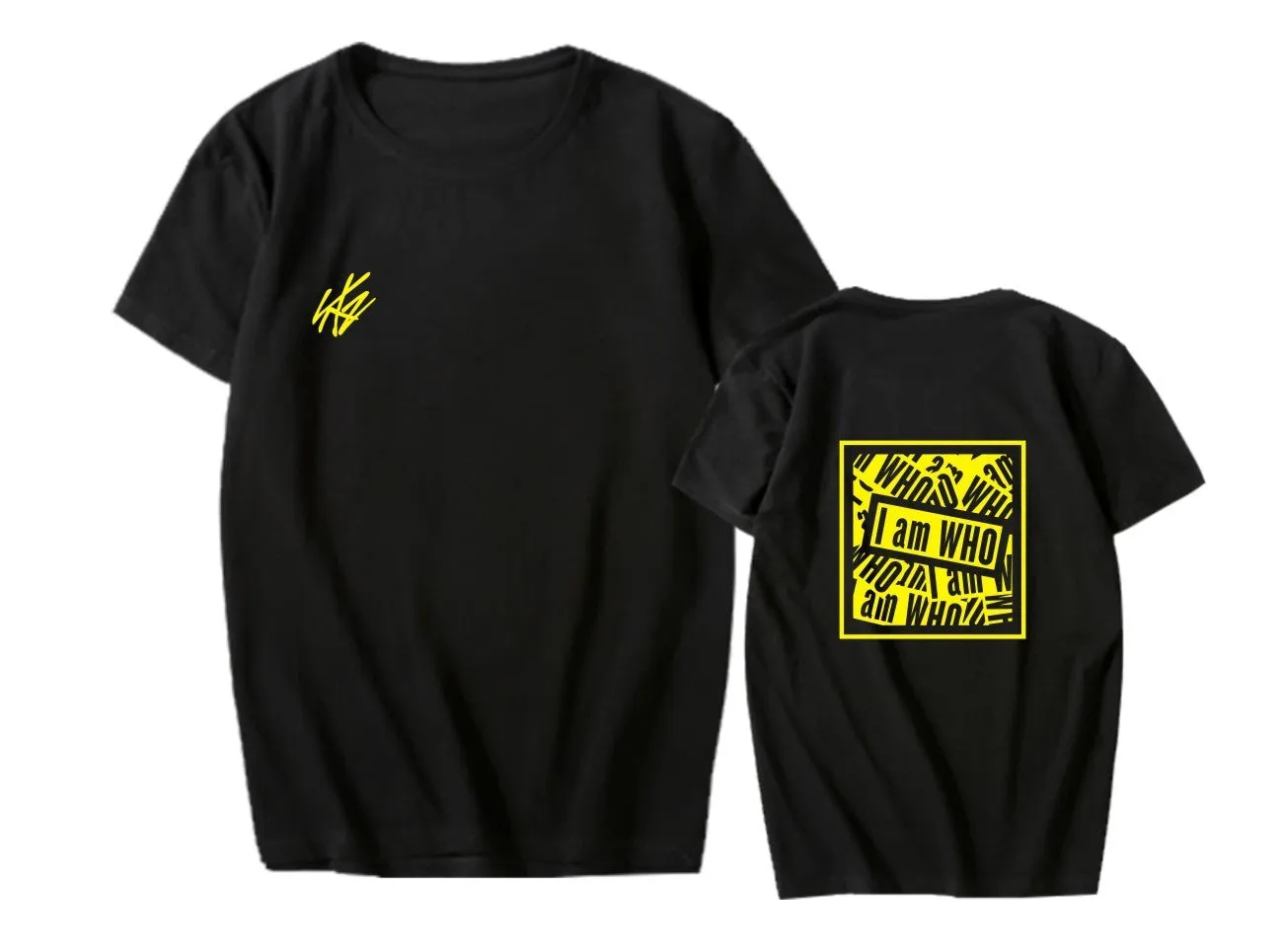 Straykids I Am WHO cotton short sleeve T-shirt with geometric print in Black, Pink, Red, White for men women