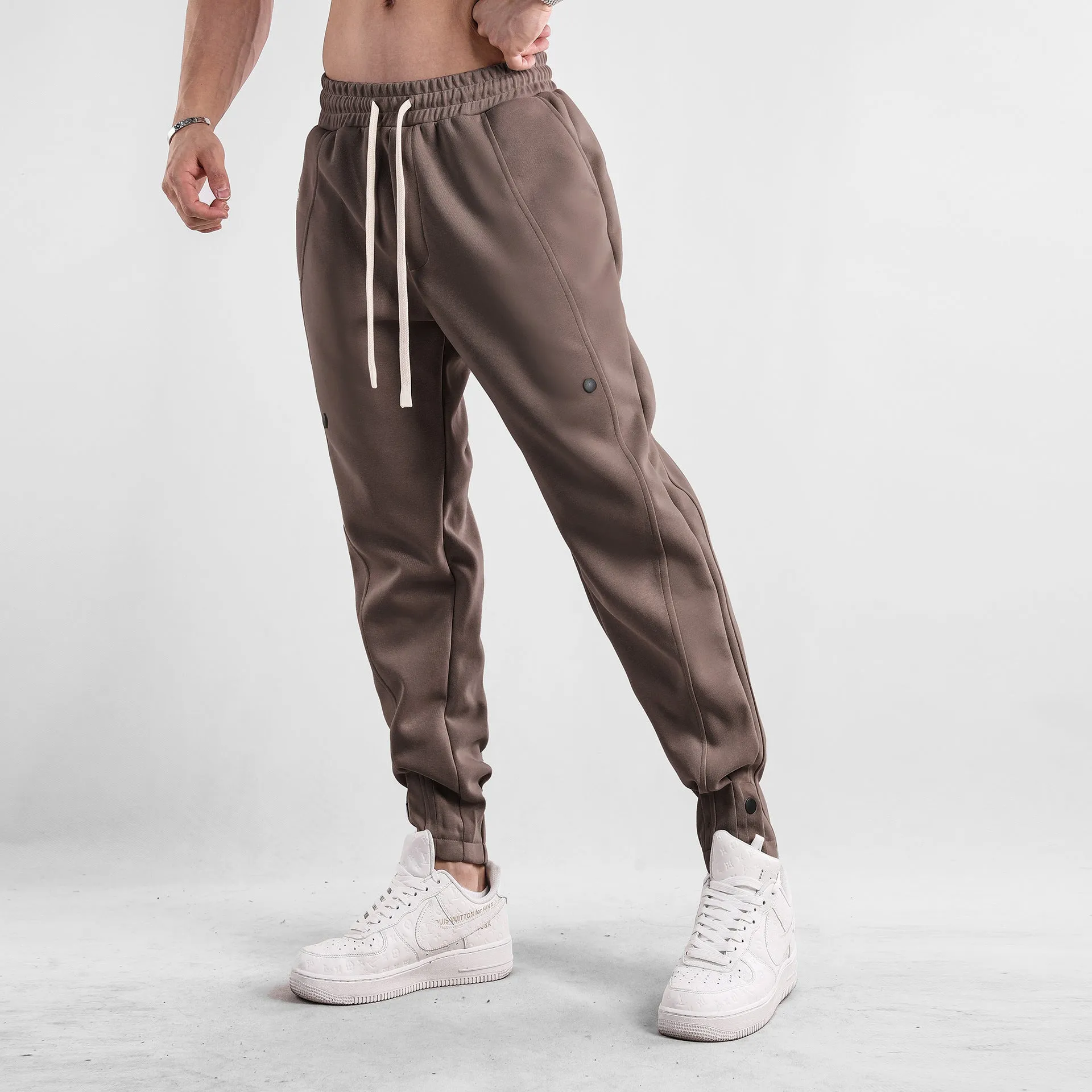 Men's loose-fit cotton casual trousers in light blue, mid-waist design, available in sizes M to XXXL