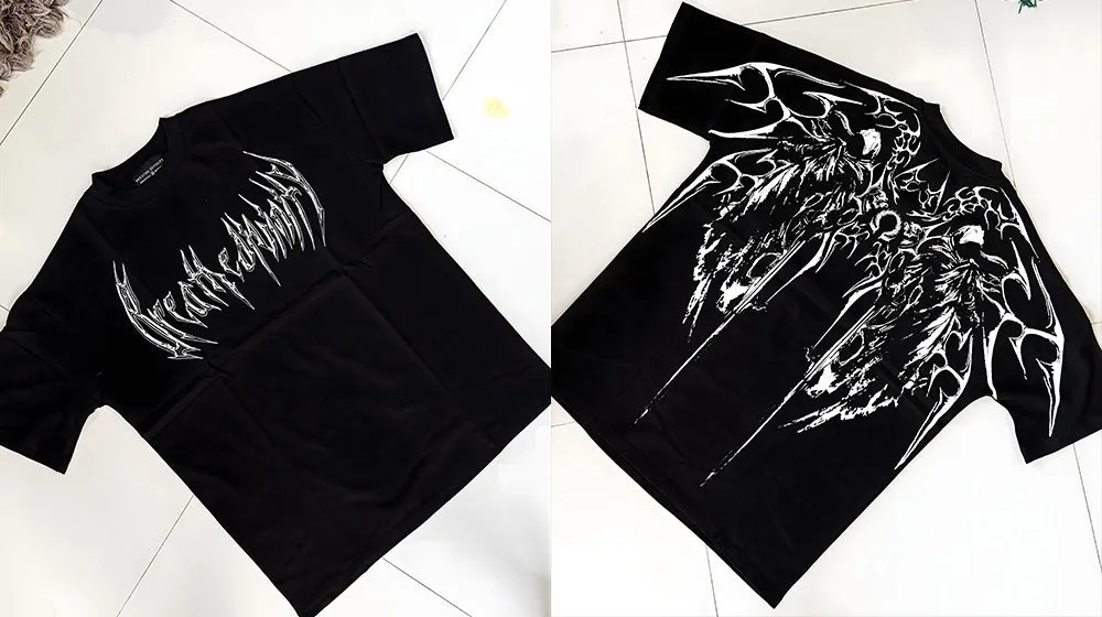 Dark colour plus size cotton t-shirt with loose fit and short sleeves on hanger