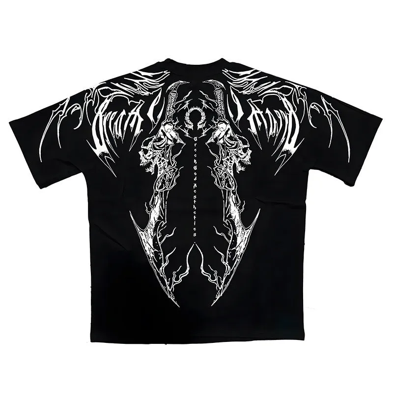 Dark colour plus size cotton t-shirt with loose fit and short sleeves on hanger