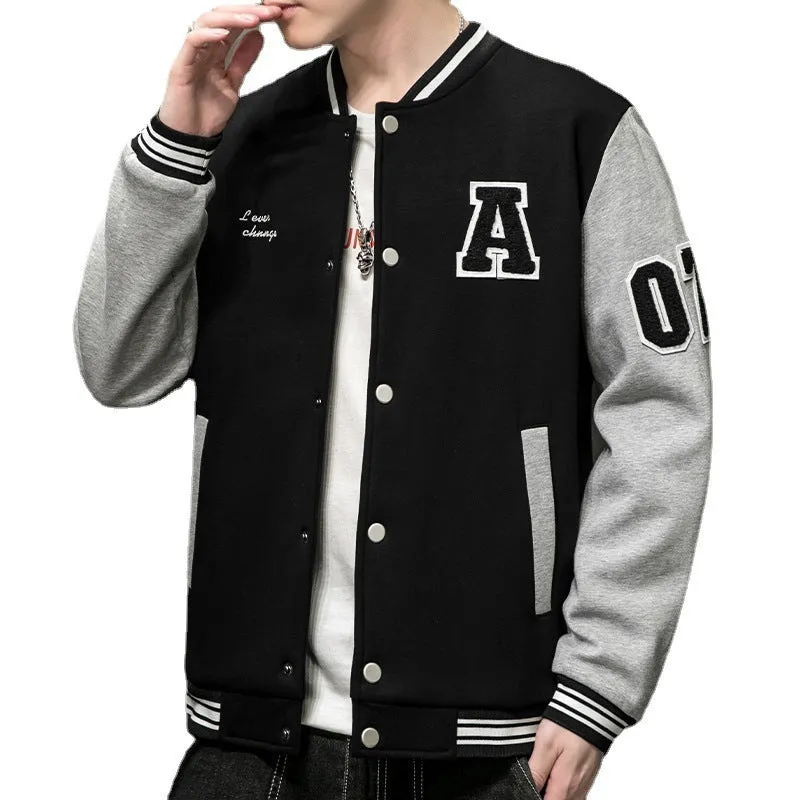 Men's baggy casual jacket top in black, made from polyester, with relaxed fit for leisure