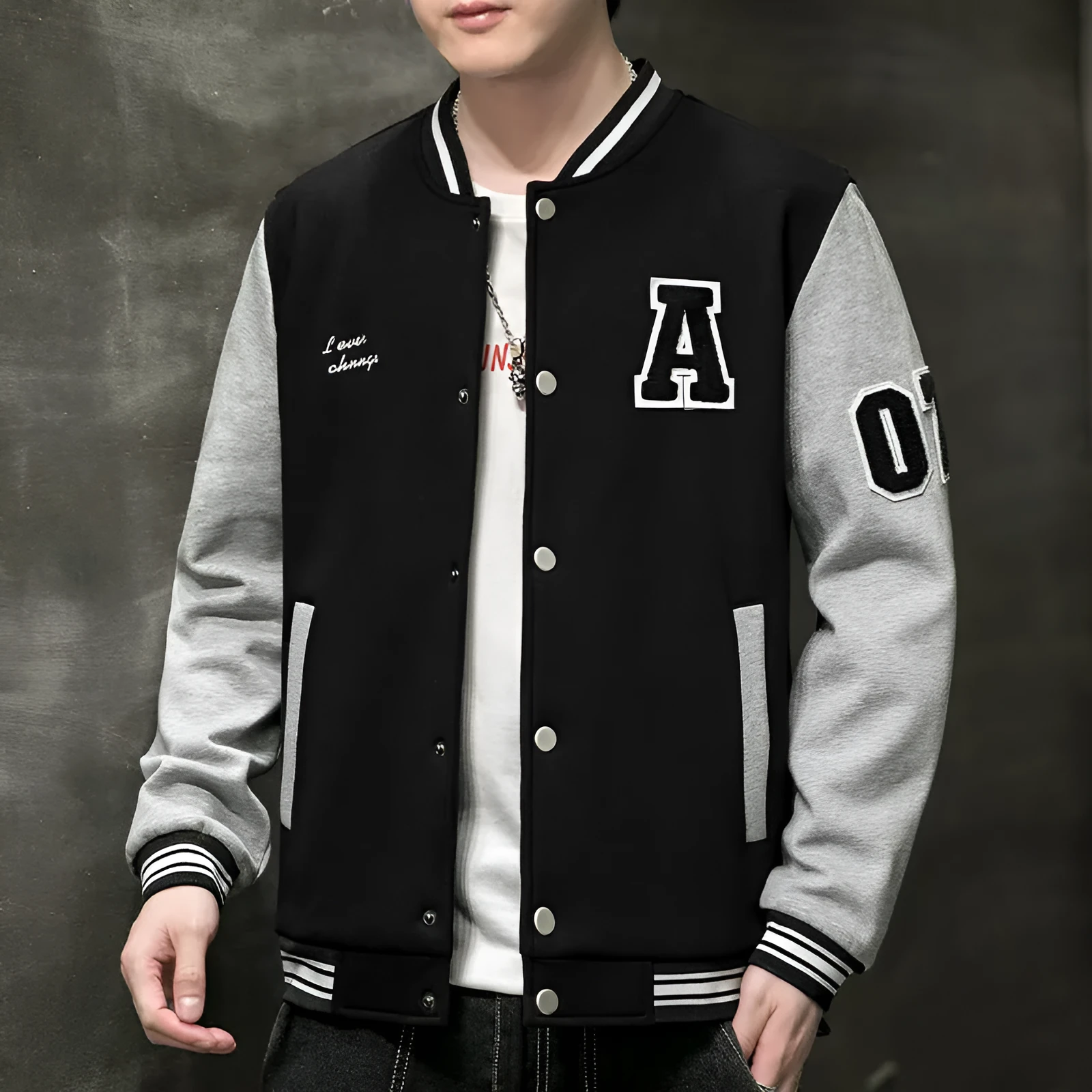 Men's baggy casual jacket top in black, made from polyester, with relaxed fit for leisure