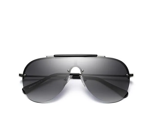 Aviator sunglasses with large one-piece metal frame and PC lens, five colour options for men