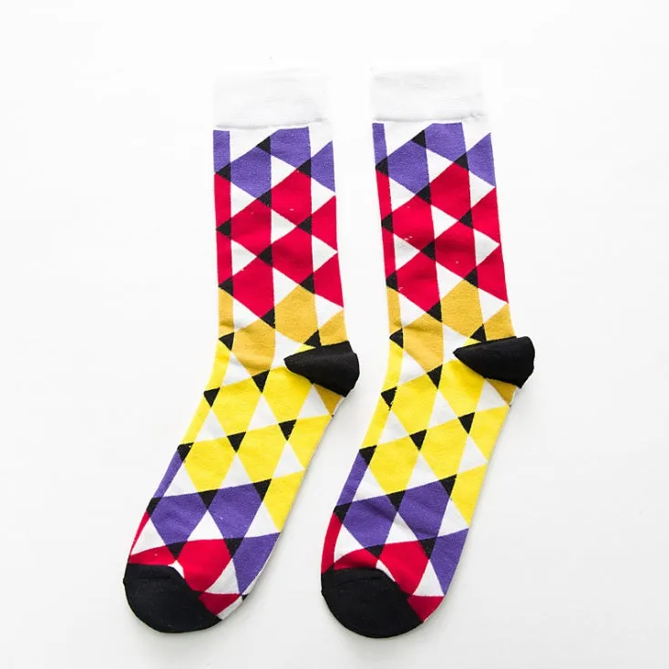 Funny chicken geometry pattern cotton socks for men and women, short novelty casual socks in multiple colours.