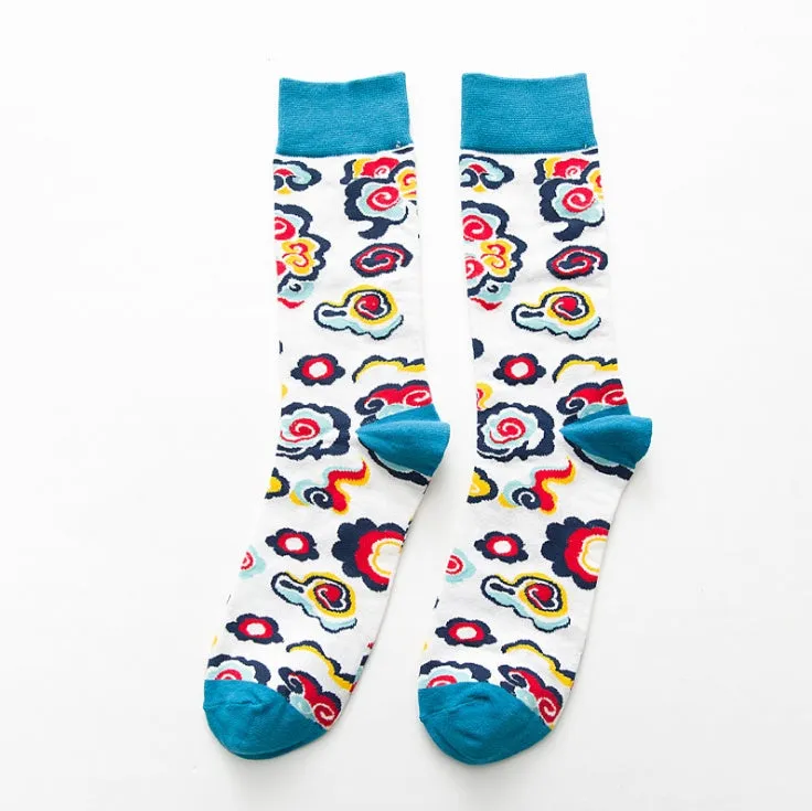 Funny chicken geometry pattern cotton socks for men and women, short novelty casual socks in multiple colours.