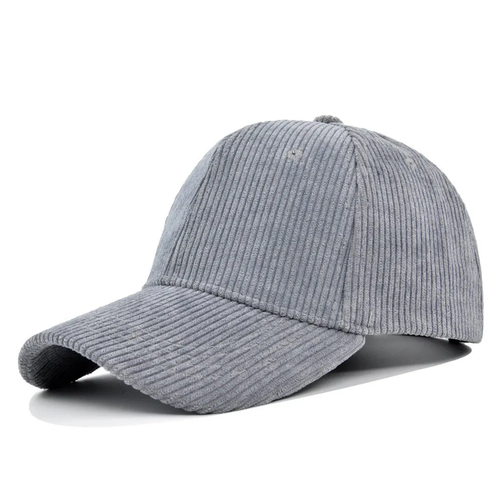 Cotton corduroy peaked cap for men with flat brim in black colour