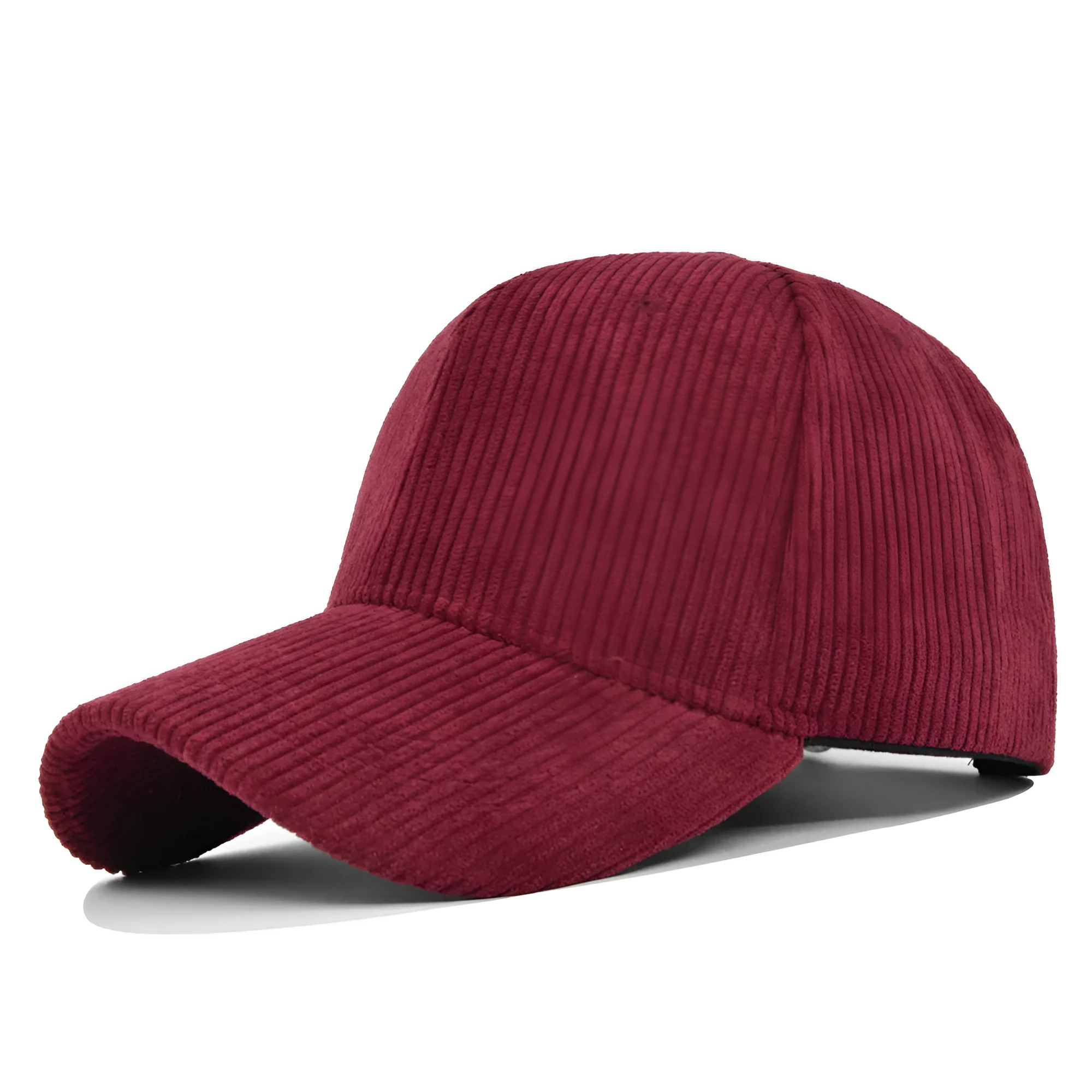 Cotton corduroy peaked cap for men with flat brim in black colour