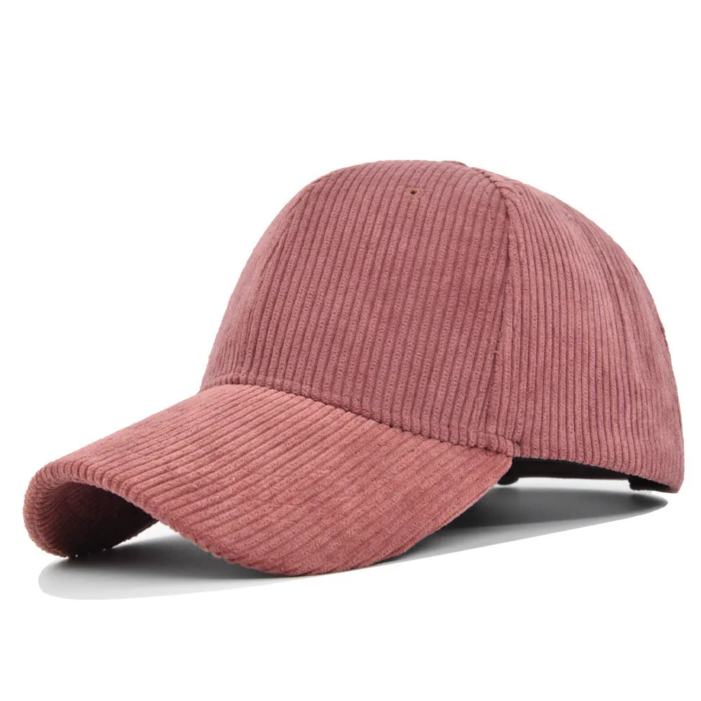 Cotton corduroy peaked cap for men with flat brim in black colour