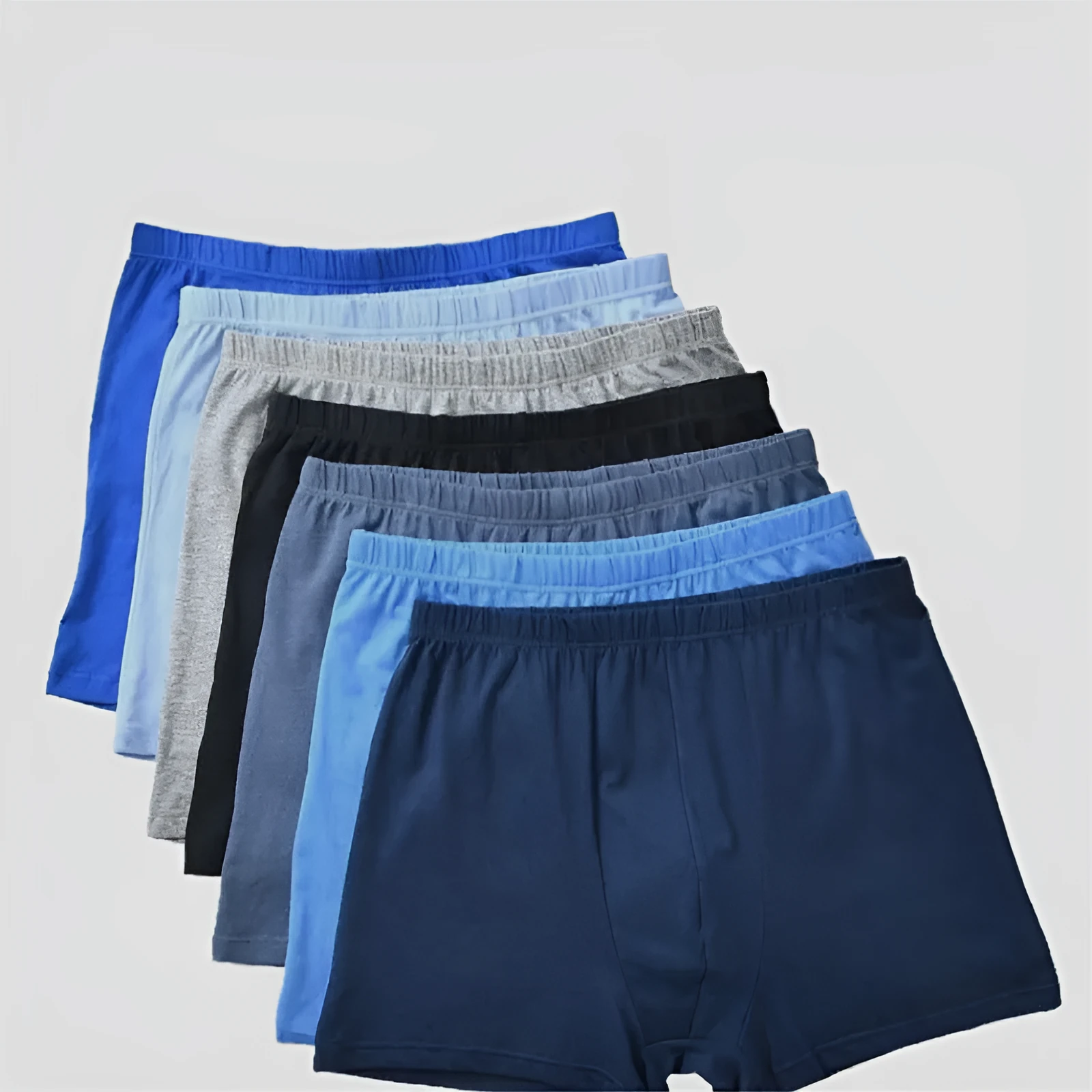 Men's mid-waist cotton boxer shorts in solid colour, breathable antibacterial fabric, size range L to 6XL.
