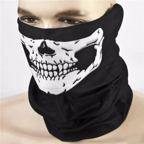 Four Halloween skull party scarves masks in one size cloth neckwear set