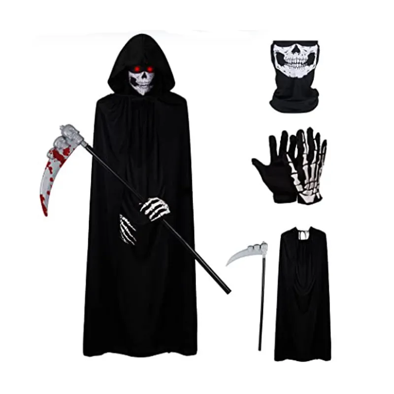 Four Halloween skull party scarves masks in one size cloth neckwear set