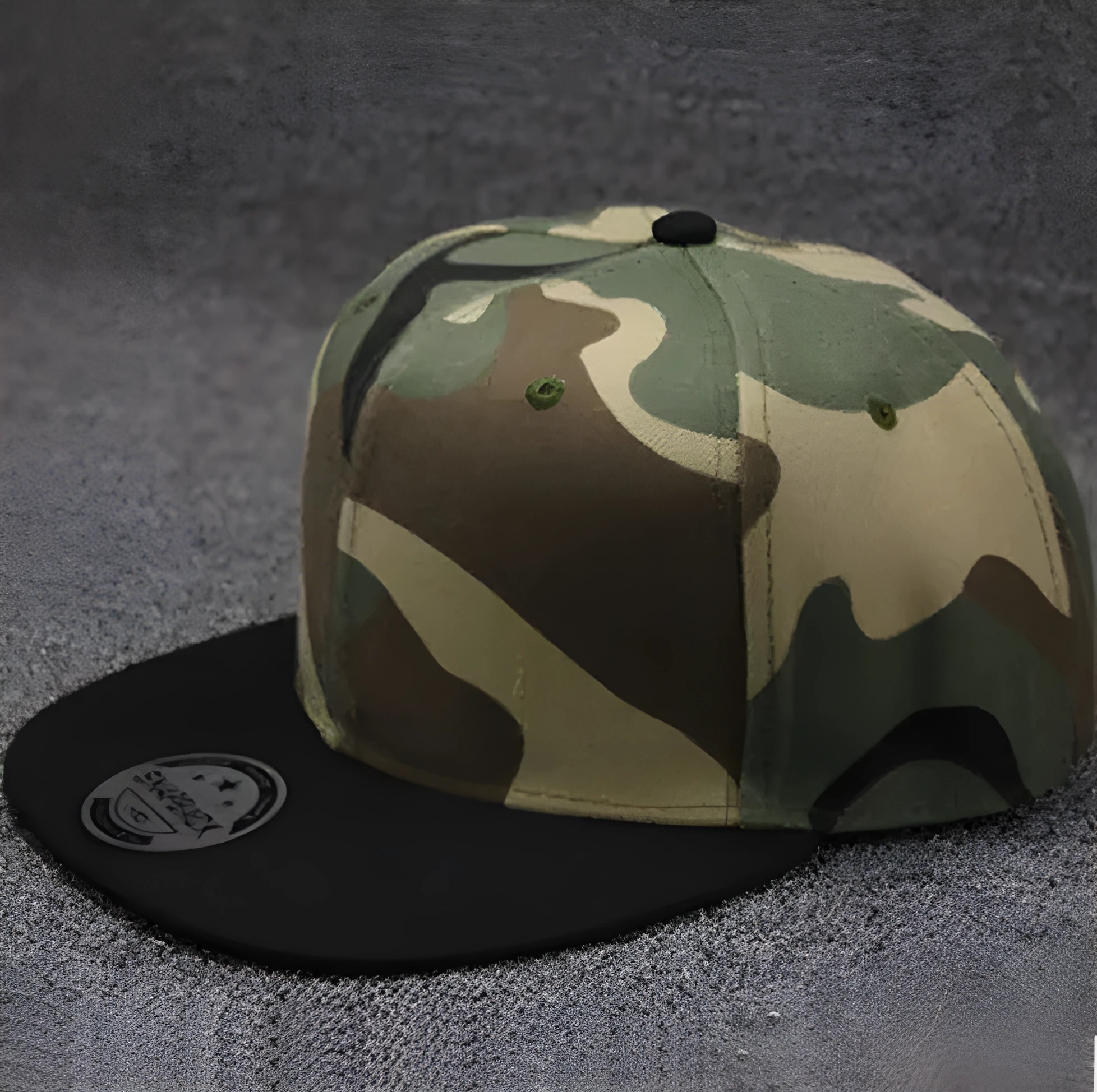 Camouflage cotton polyester flat brim snapback baseball cap with adjustable closure