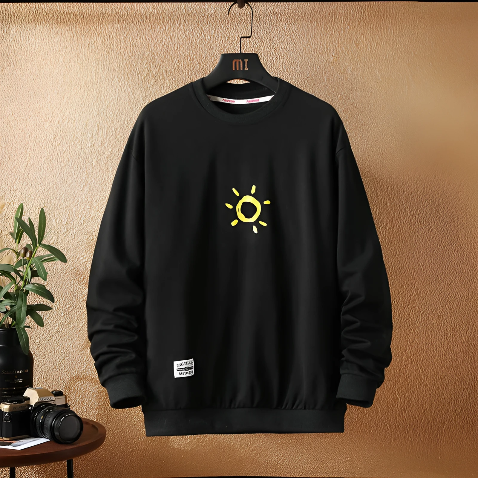 Japanese Autumn New Style Casual Printing Plus Size Sweater for Young Men Loose Long-sleeved Round Neck