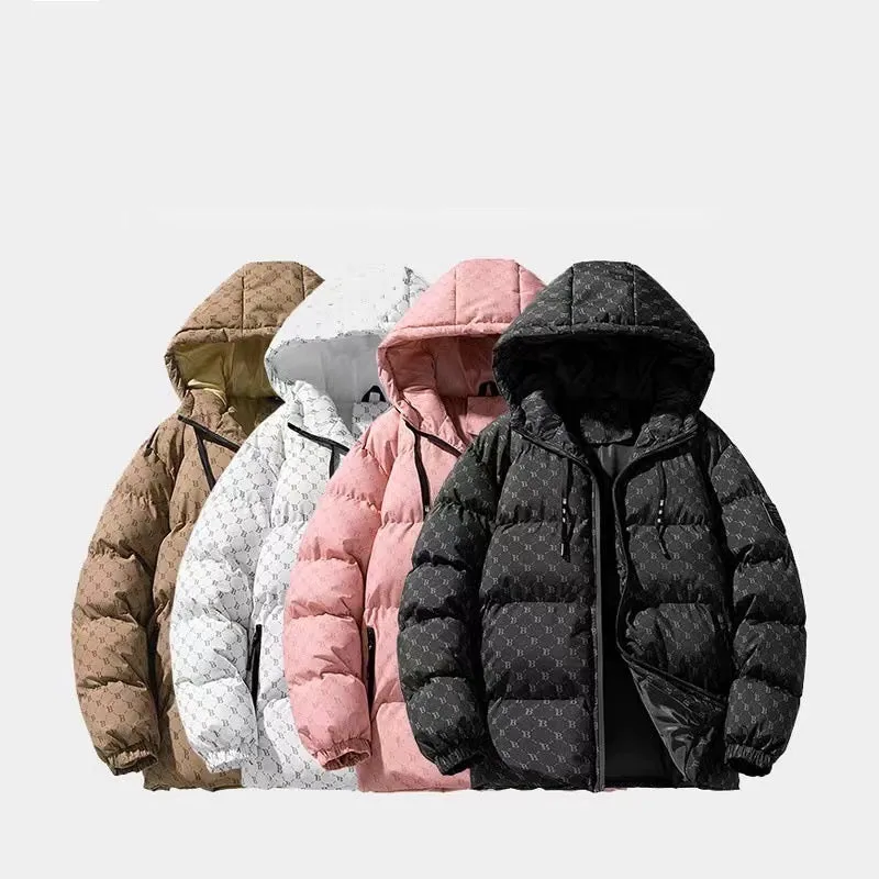 Men's winter casual hooded cotton coat in black, thickened padded cardigan style with side seam pockets