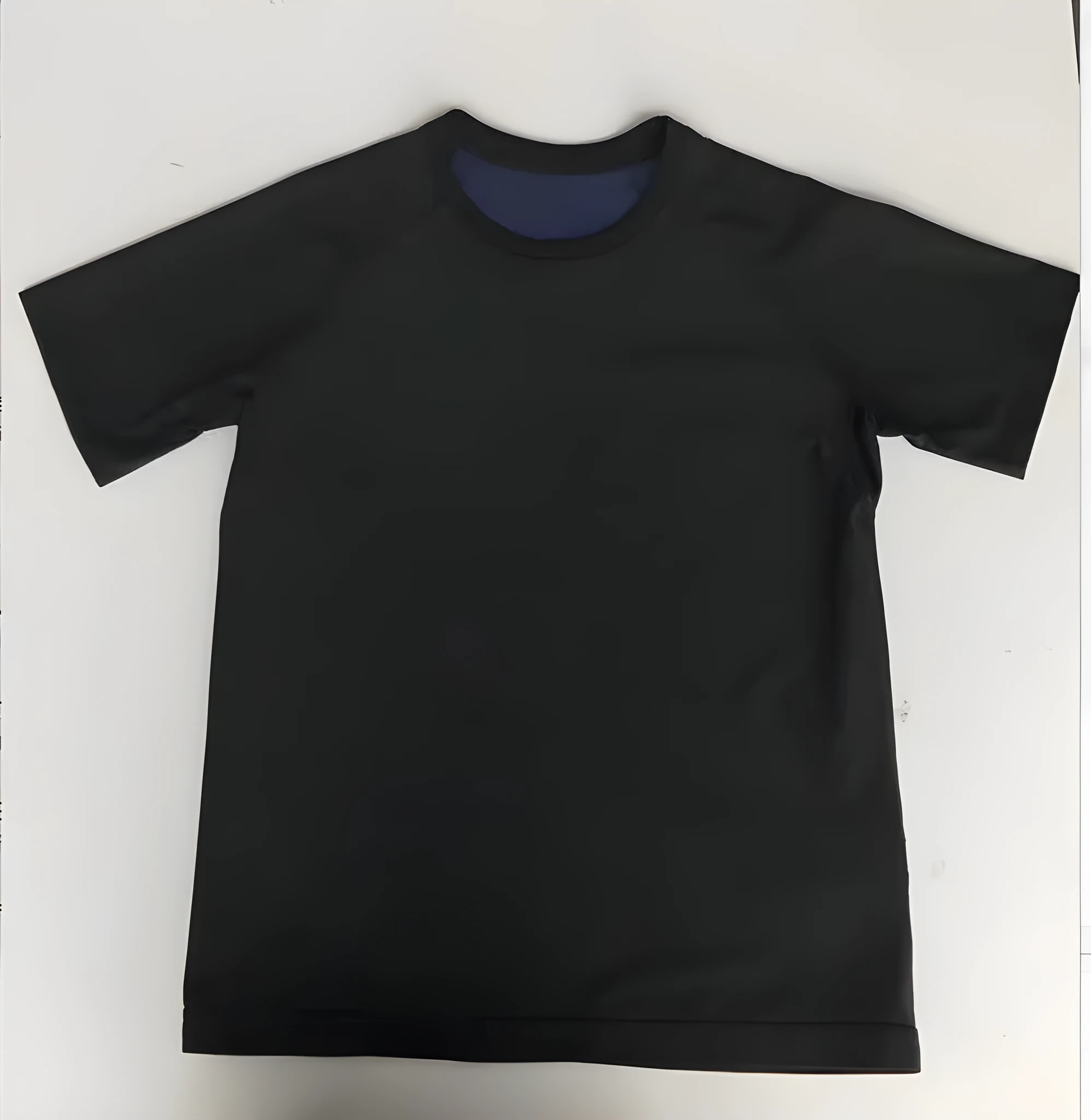 Men's short sleeve black polyester body shaping fitness tank top on a plain background