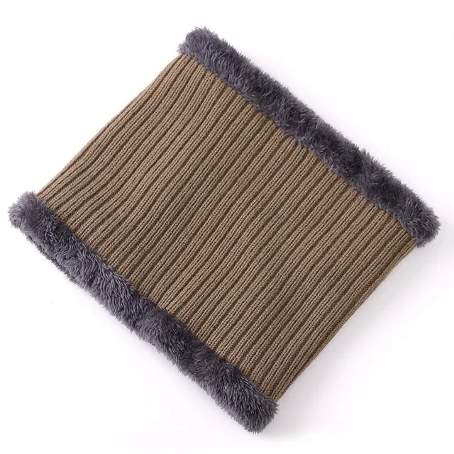 Unisex winter knit letter cap in coffee colour, cotton and coral wool blend beanie for adults