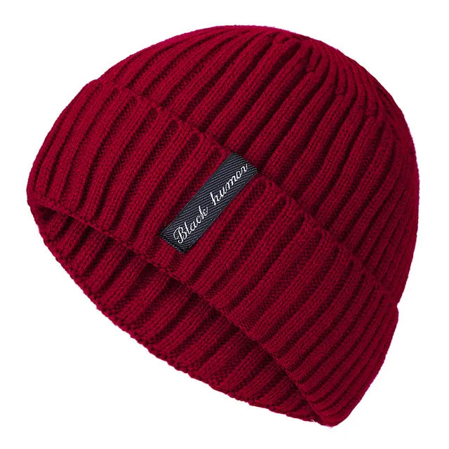 Unisex winter knit letter cap in coffee colour, cotton and coral wool blend beanie for adults