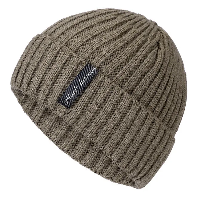 Unisex winter knit letter cap in coffee colour, cotton and coral wool blend beanie for adults