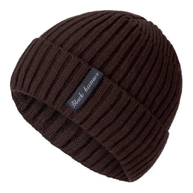 Unisex winter knit letter cap in coffee colour, cotton and coral wool blend beanie for adults