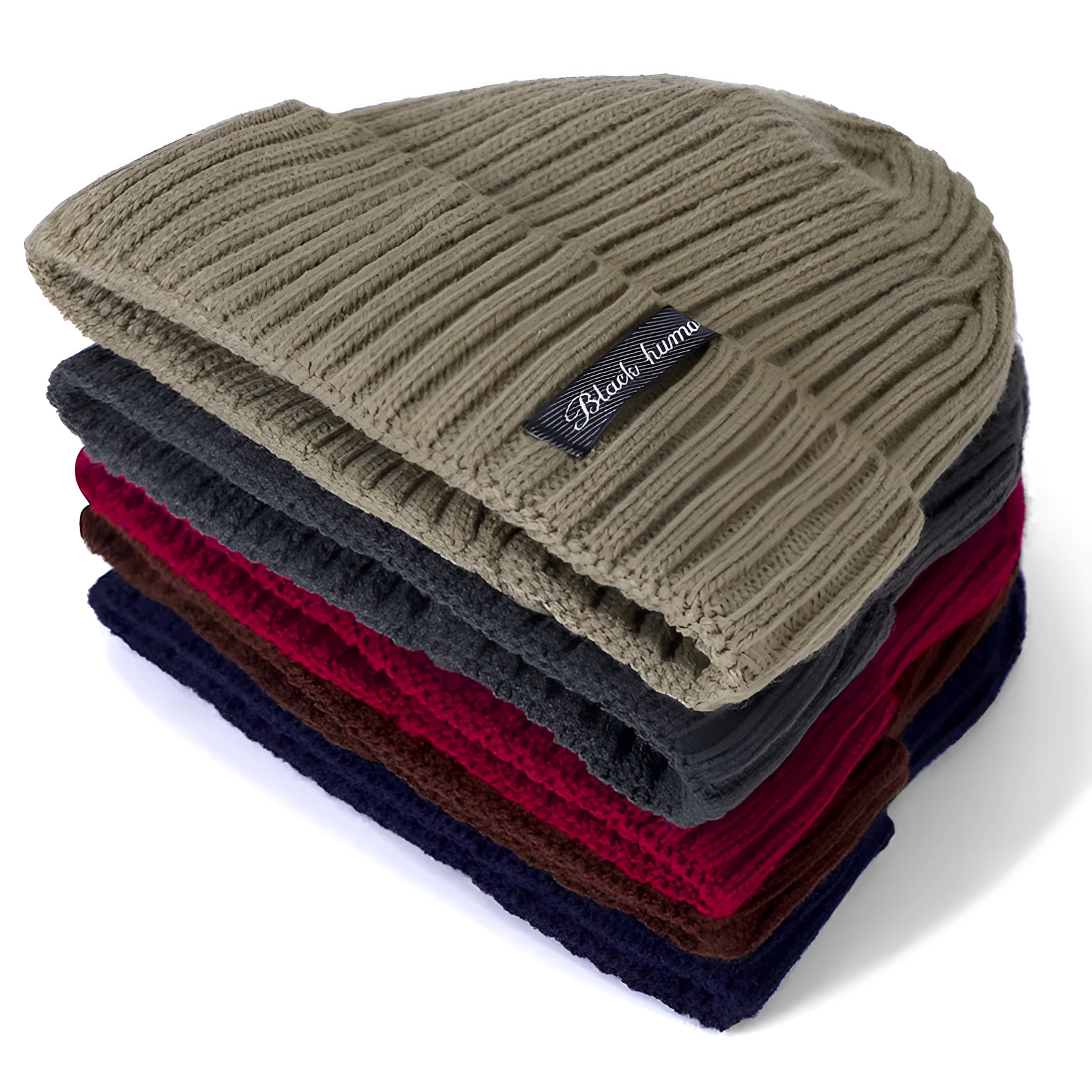 Unisex winter knit letter cap in coffee colour, cotton and coral wool blend beanie for adults