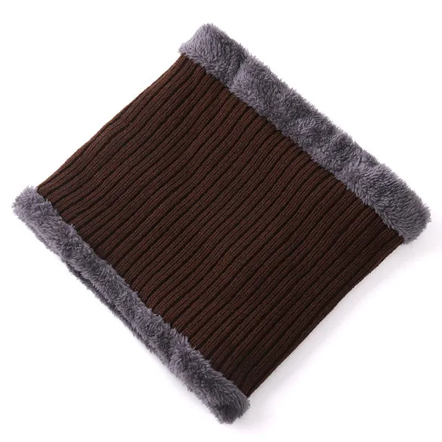 Unisex winter knit letter cap in coffee colour, cotton and coral wool blend beanie for adults