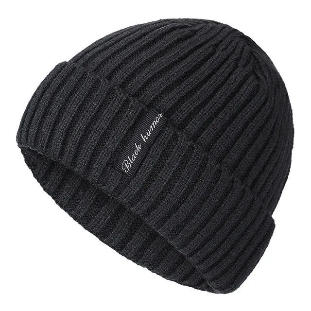 Unisex winter knit letter cap in coffee colour, cotton and coral wool blend beanie for adults