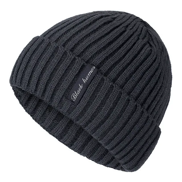 Unisex winter knit letter cap in coffee colour, cotton and coral wool blend beanie for adults