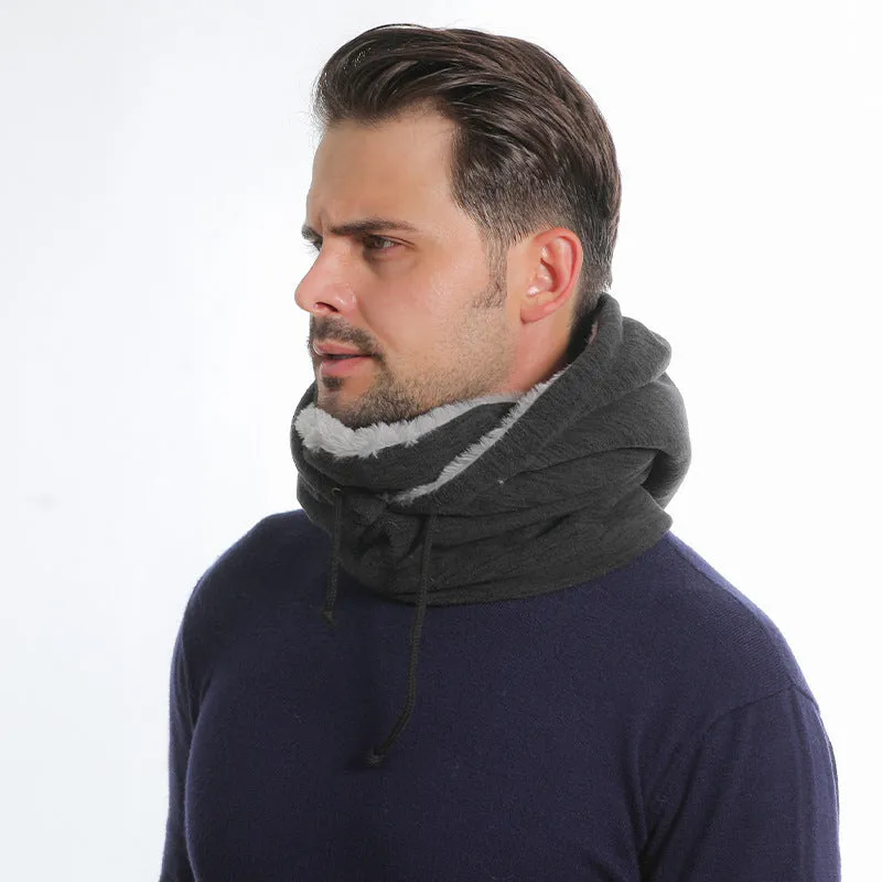 2-in-1 winter cycling hat scarf unisex cotton satin dome cap windproof cold-proof black blue light grey navy wine red