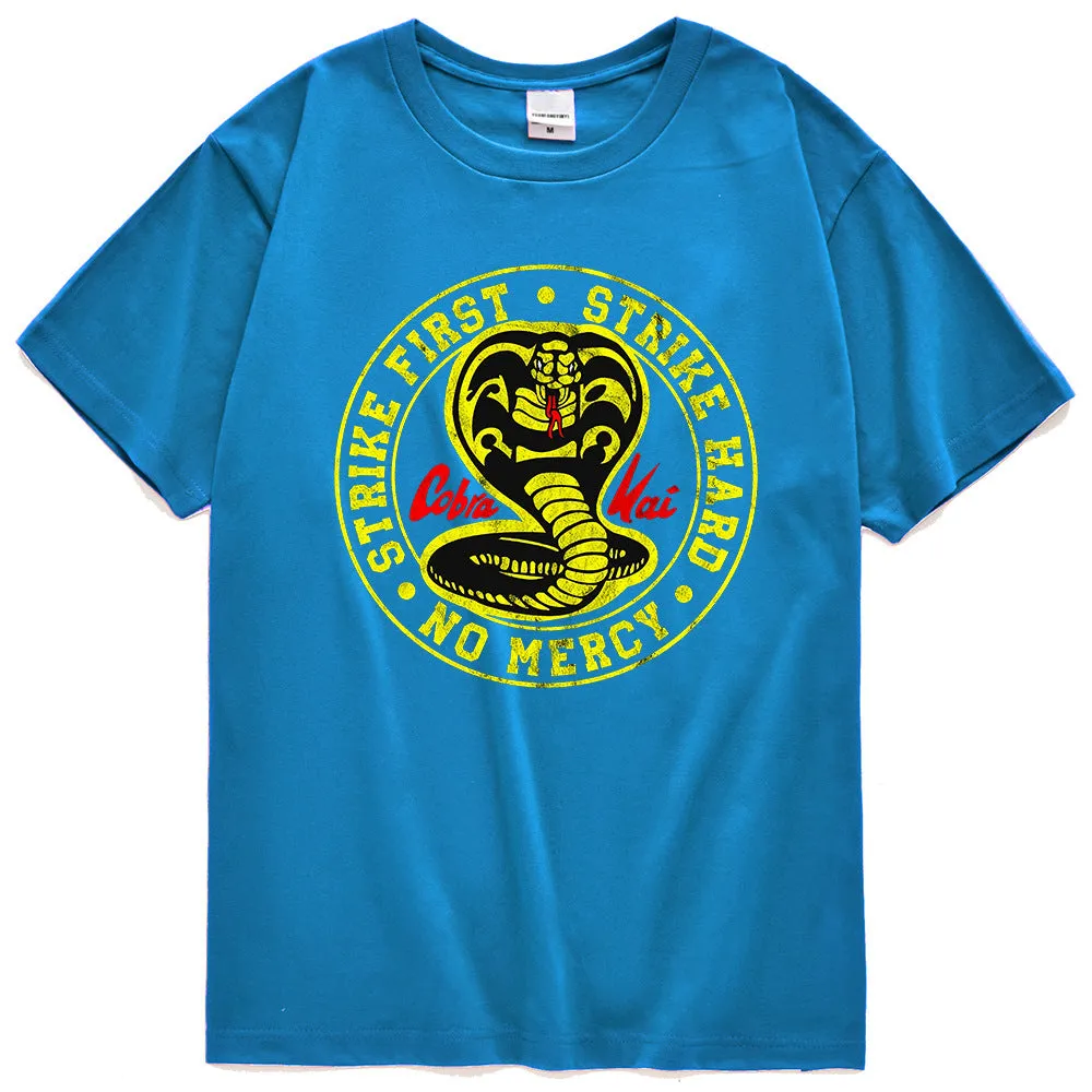 Clothes Cobra cotton T-shirt with cobra print in black, front view, size M