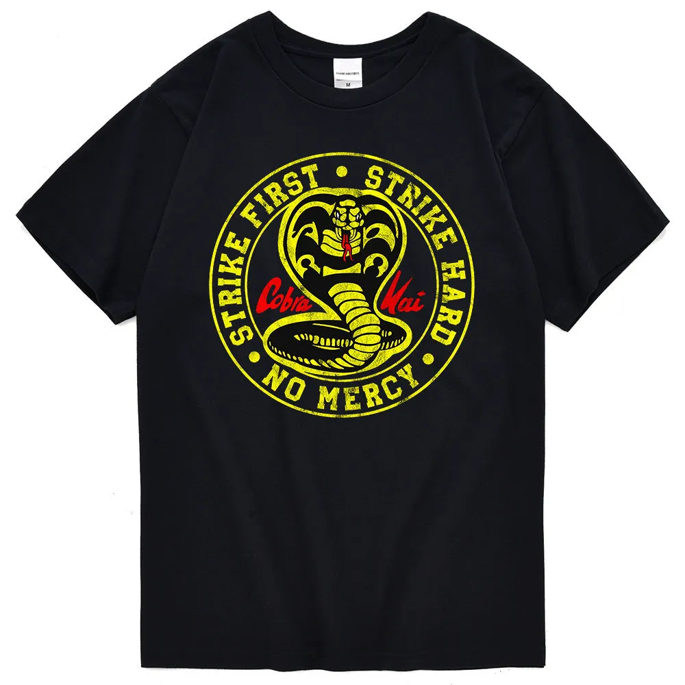 Clothes Cobra cotton T-shirt with cobra print in black, front view, size M