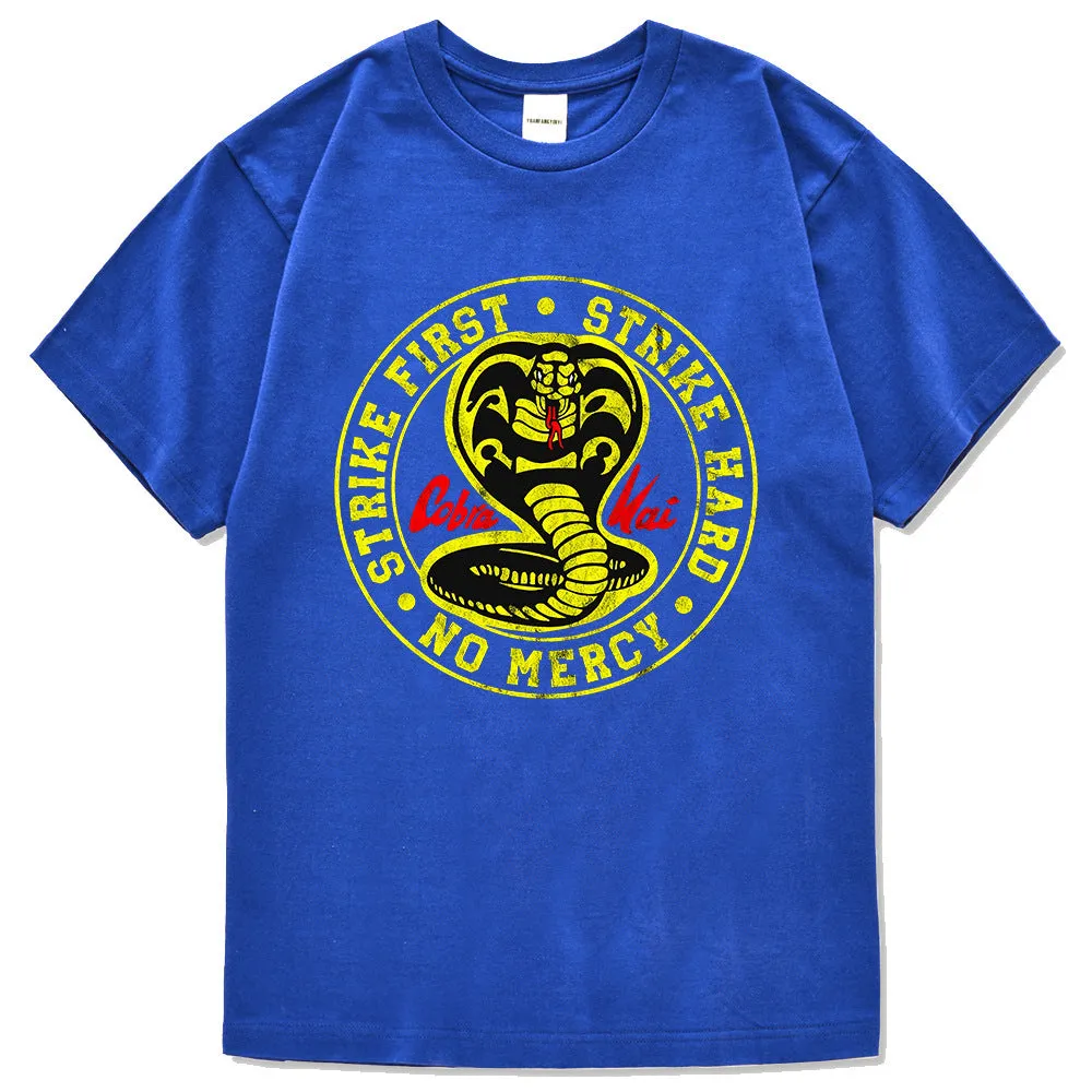 Clothes Cobra cotton T-shirt with cobra print in black, front view, size M