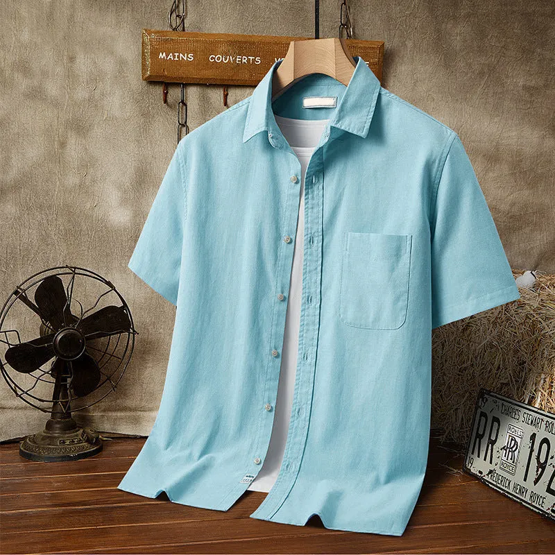 Men's Hawaiian printed short-sleeved loose-fit cardigan shirt in polyester, multiple colour options, front view