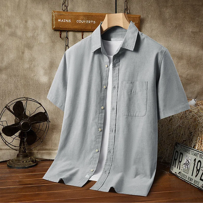 Men's Hawaiian printed short-sleeved loose-fit cardigan shirt in polyester, multiple colour options, front view