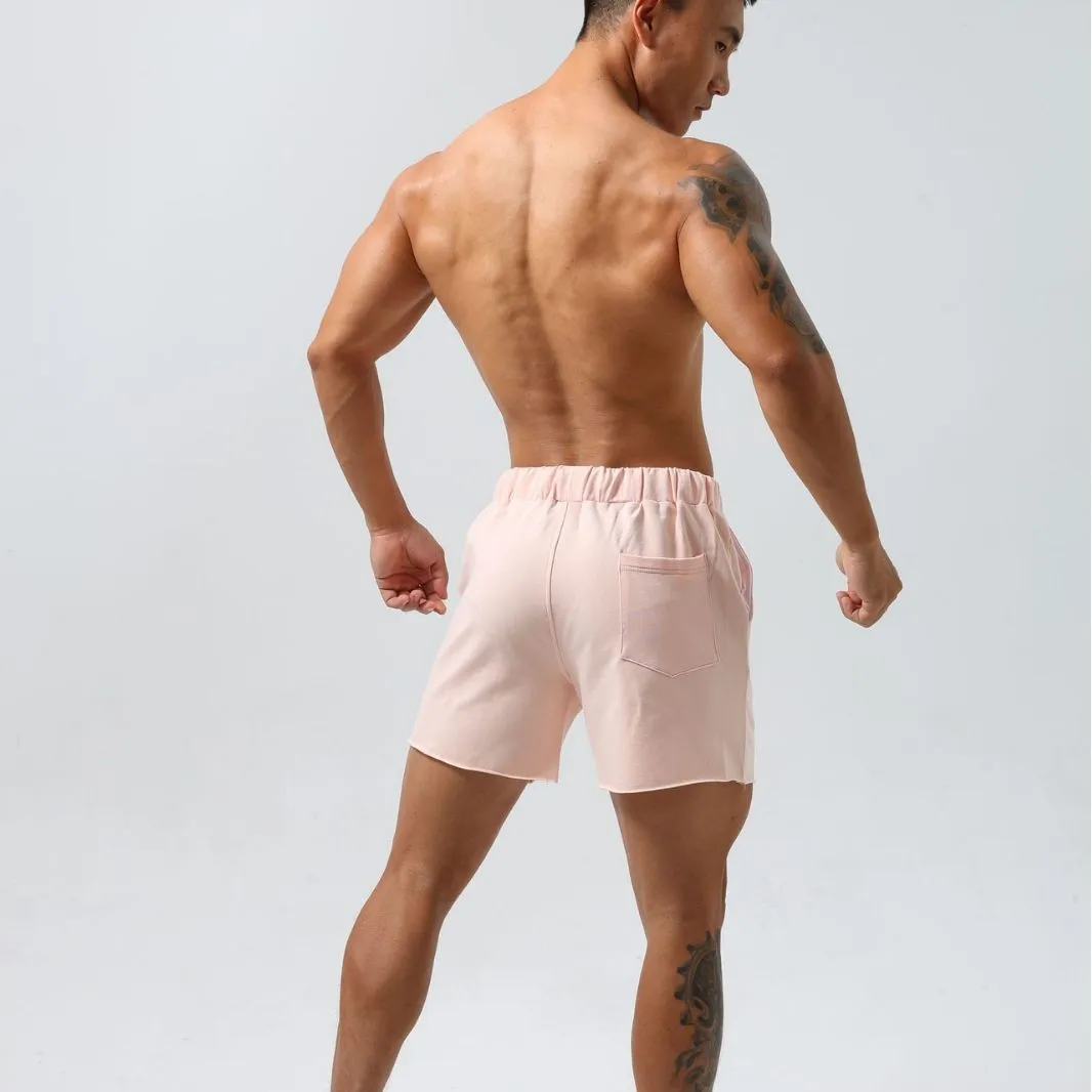 Solid colour cotton running shorts for summer outdoor sport, moisture wicking, elastic waist