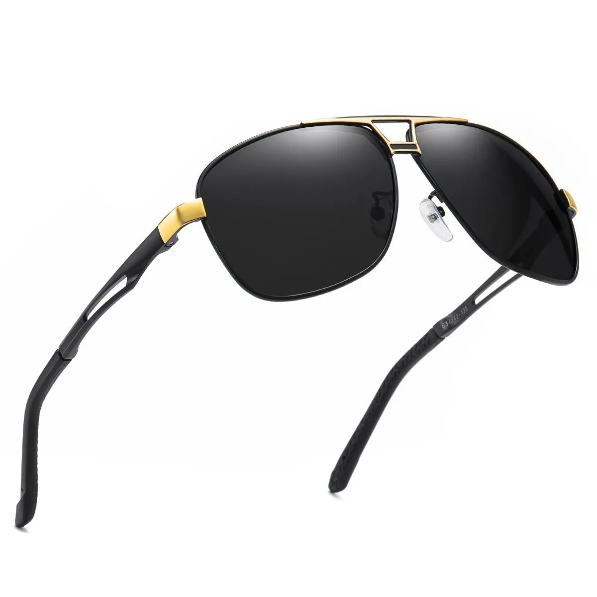 Men's orange red aviator sunglasses with polarised lenses and metal frame.