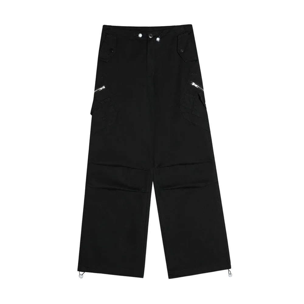 Men's casual cotton trousers in solid black colour, leisurewear for youth, front view