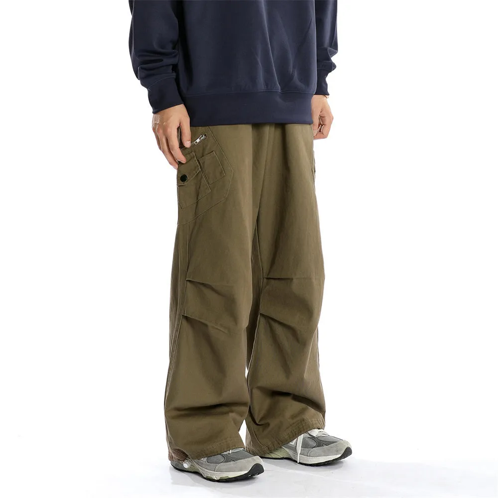 Men's casual cotton trousers in solid black colour, leisurewear for youth, front view