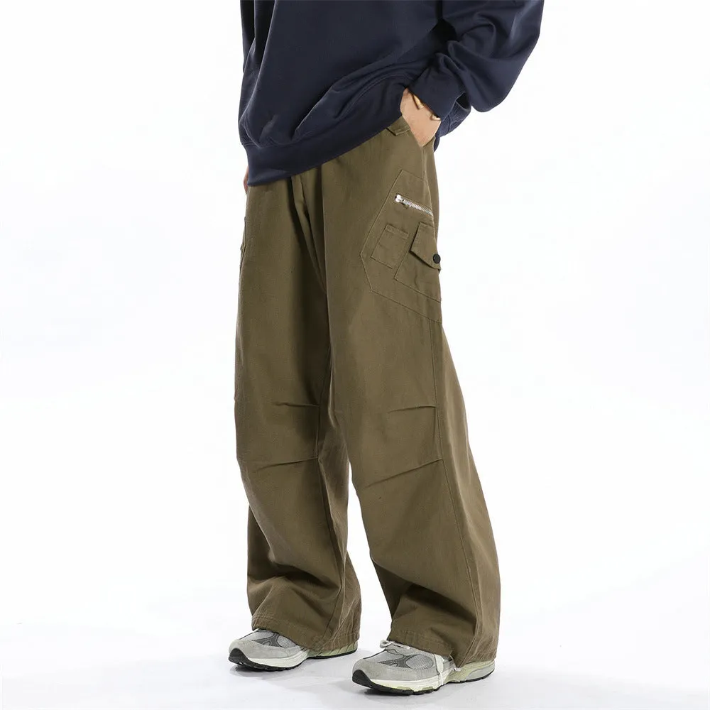 Men's casual cotton trousers in solid black colour, leisurewear for youth, front view