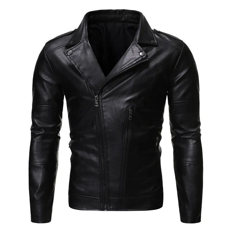 Loose fit pigskin leather motorcycle jacket with zipper front in khaki colour, available in sizes M to 4XL
