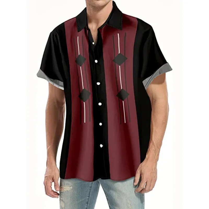 Men's fashion shirt with 3D digital printing, short sleeves, polyester fabric, colour JYT007 pattern