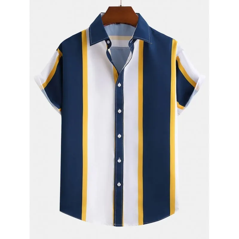 Men's fashion shirt with 3D digital printing, short sleeves, polyester fabric, colour JYT007 pattern