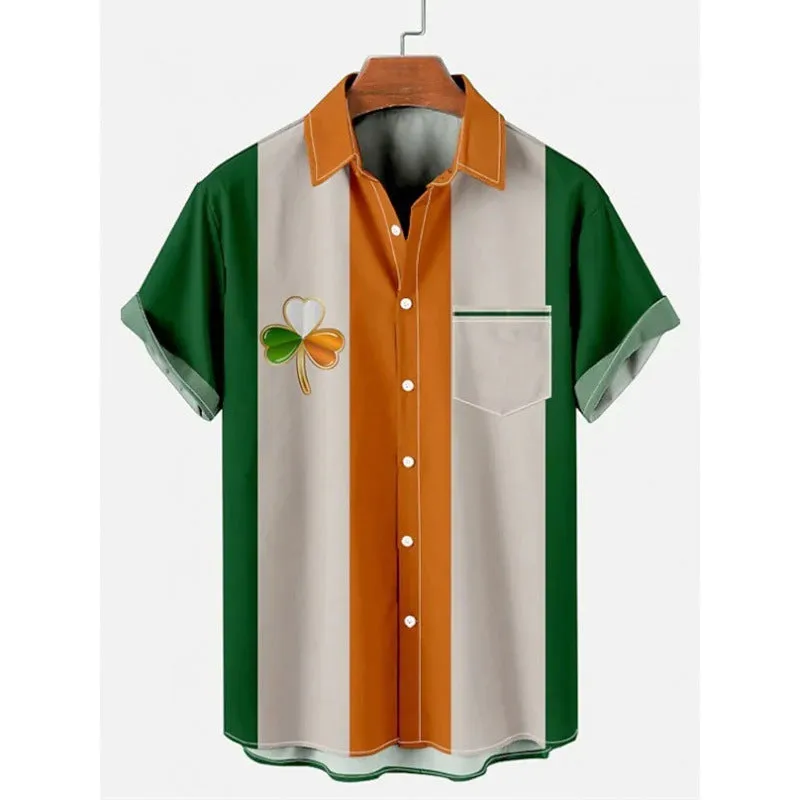 Men's fashion shirt with 3D digital printing, short sleeves, polyester fabric, colour JYT007 pattern